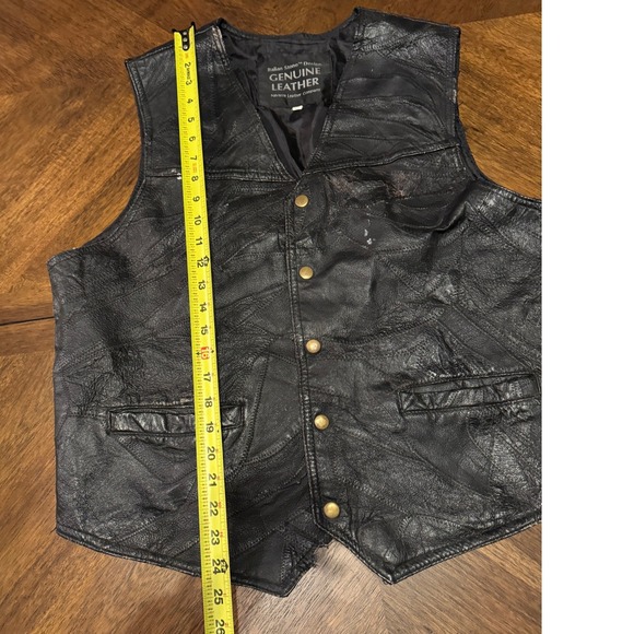 Italian Stone Design Genuine Leather Patchwork Vest Black Menswear Gents‎ |P1 - Picture 6 of 6